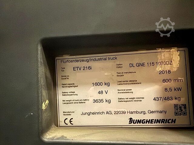 Reach truck Jungheinrich ETV 216i